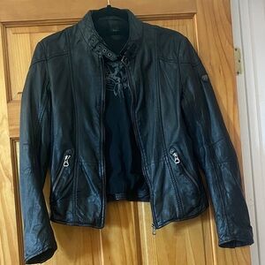 Gipsy (by Mauritius Group) Kina Black Leather Fitted Moto Jacket